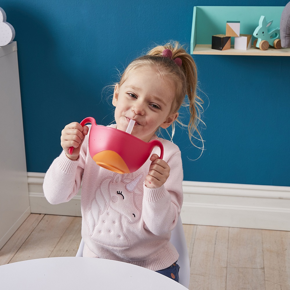 Kids' bowl and straw B.box Strawberry Shake