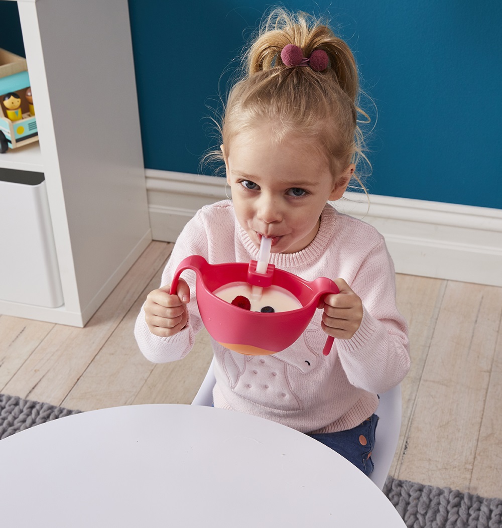 Kids' bowl and straw B.box Strawberry Shake