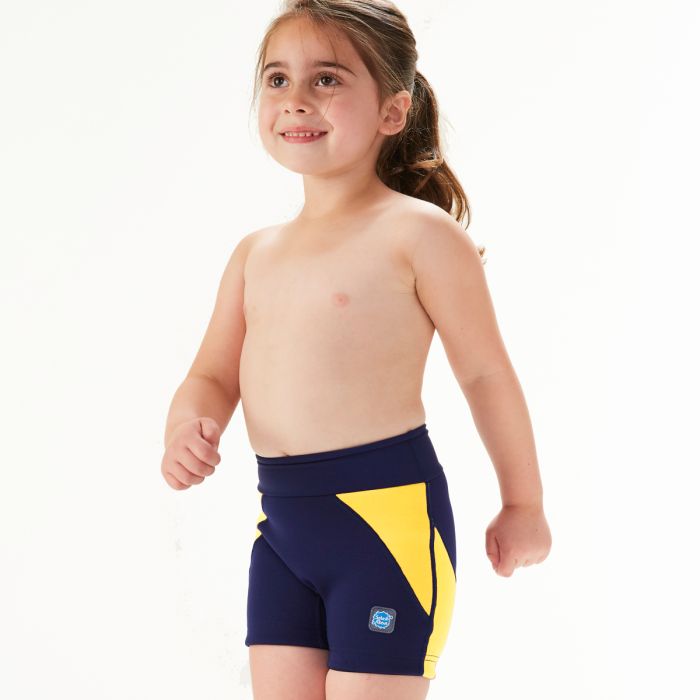 Diaper swim shorts SplashAbout Splash Jammers Navy and Yellow