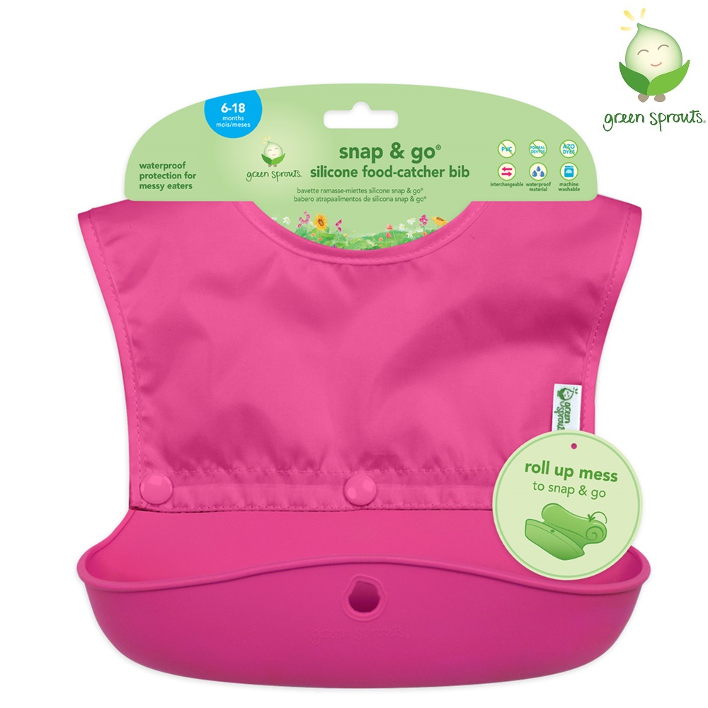 Bib Green Sprouts Snap and Go Pink