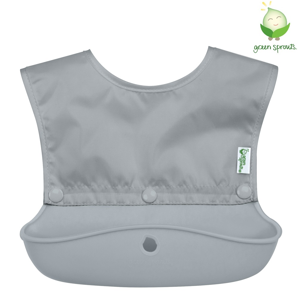 Bib Green Sprouts Snap and Go Grey