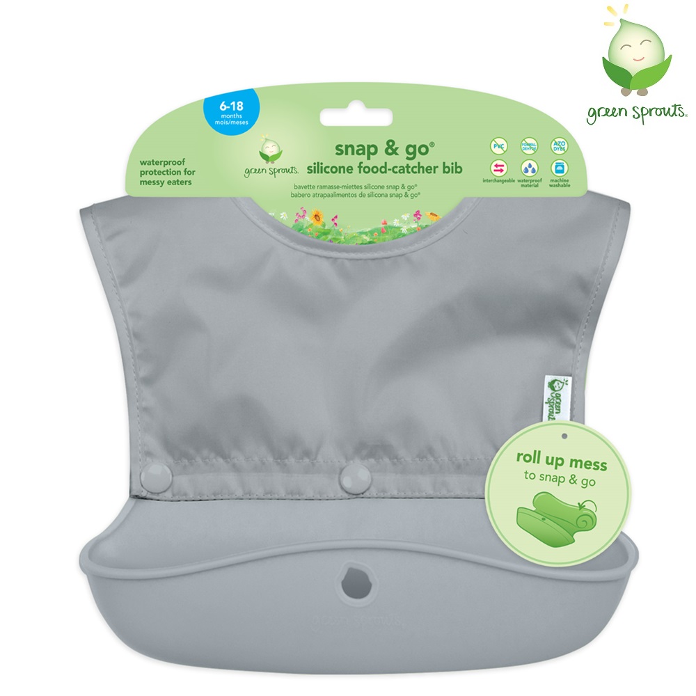 Bib Green Sprouts Snap and Go Grey