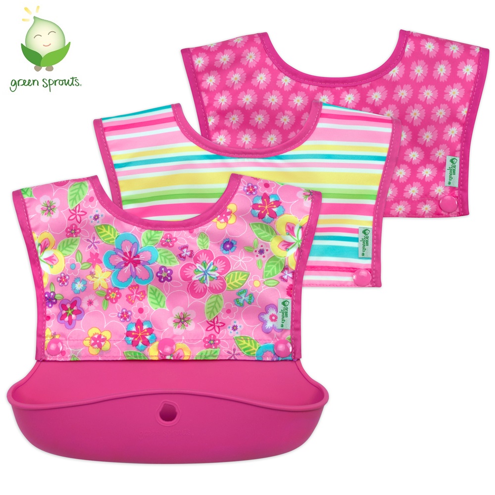 Bib Green Sprouts Snap and Go Flower Field