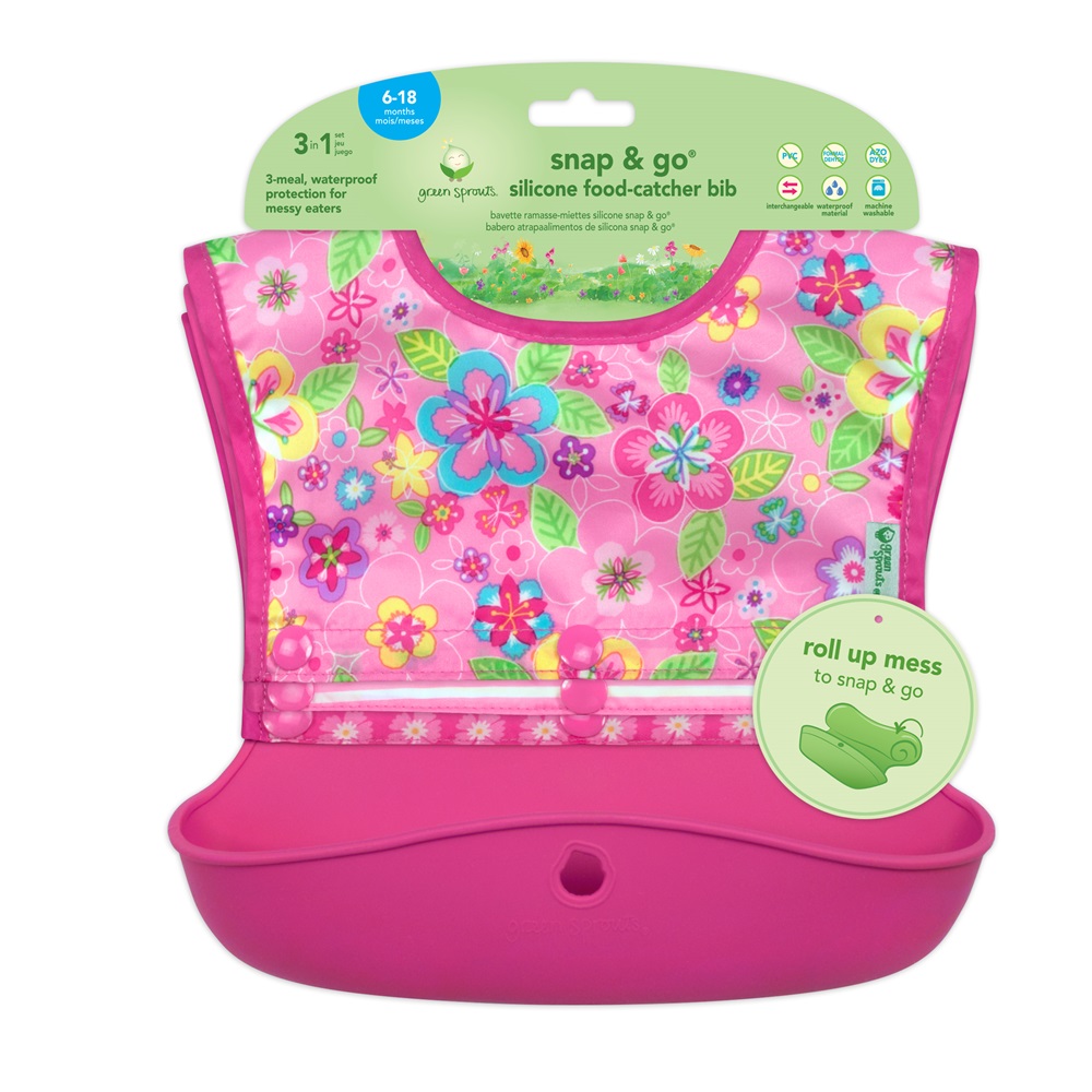 Bib Green Sprouts Snap and Go Flower Field