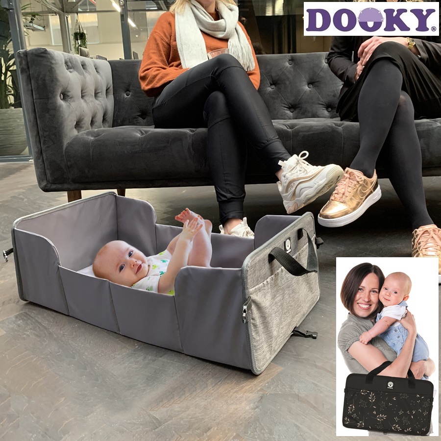 Travel mattress for baby - Dooky Traveller Black Leaves