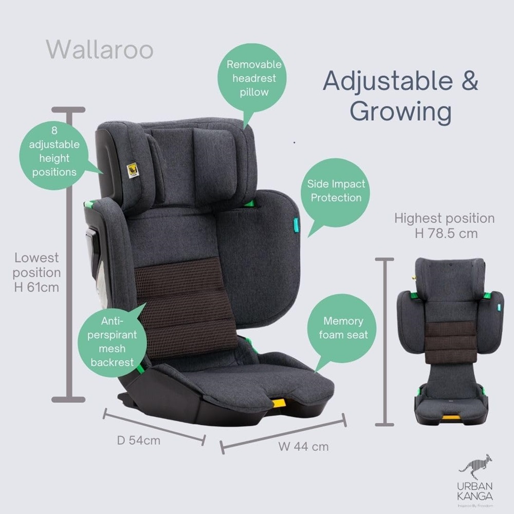 Foldable Car Seat Urban Kanga Wallaroo Black Quilt