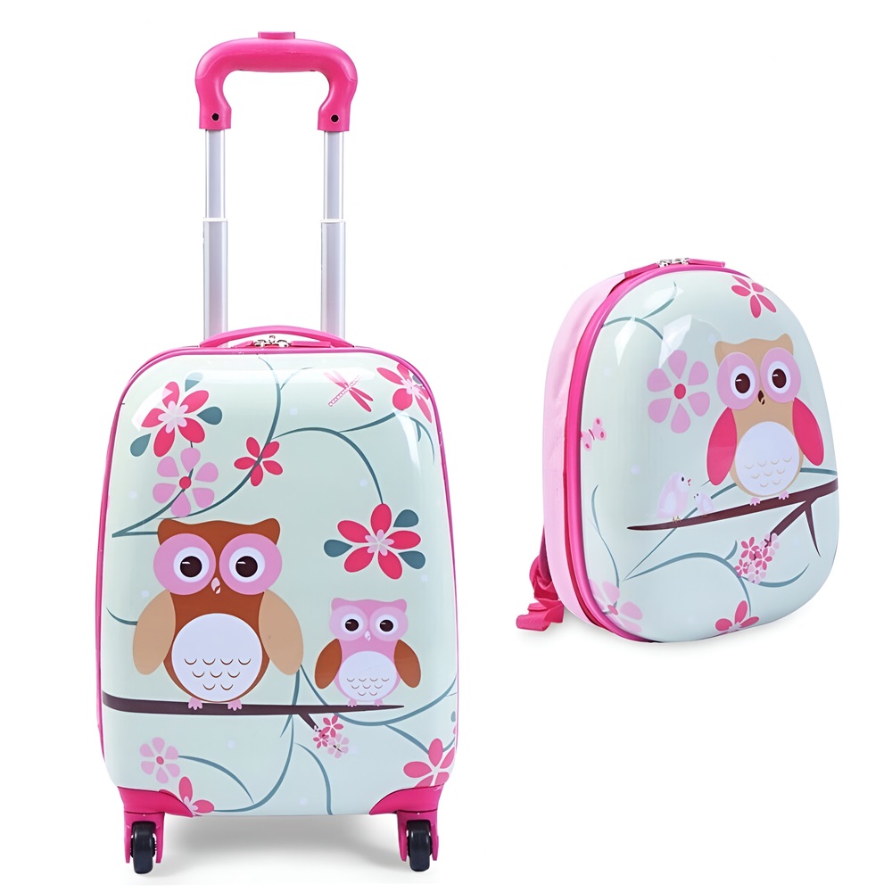 Suitcase and backpack Marko Travel Set Owl