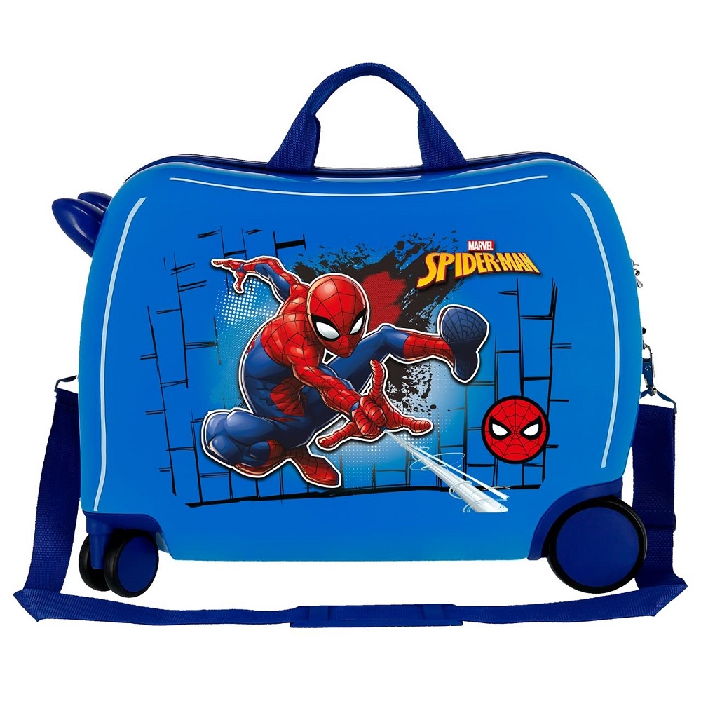 Ride on suitcase for kids Spiderman Great Power Blue