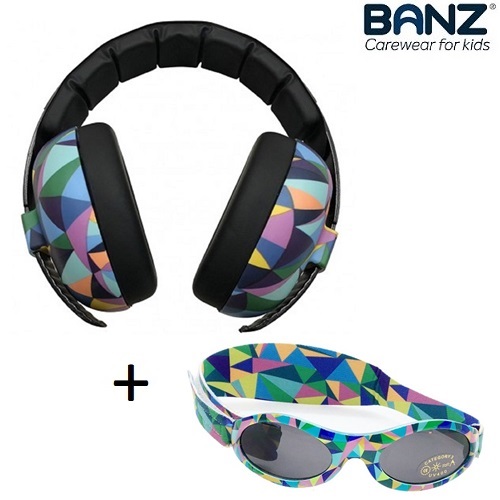 Baby Ear Defenders and Sunlgasses Banz Combo Kaleisoscope