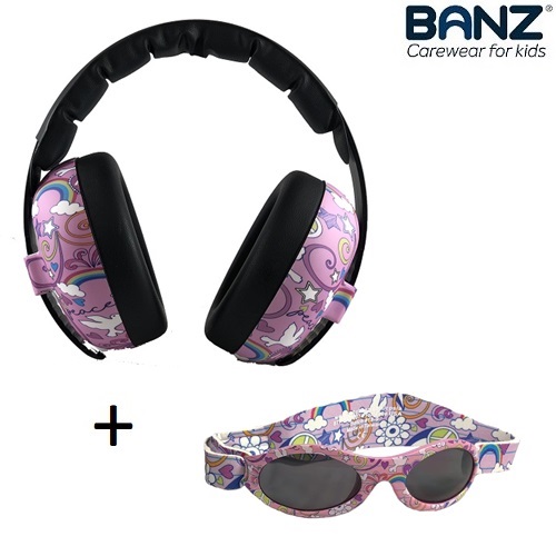 Baby Ear Defenders and Sunlgasses Banz Combo Peace