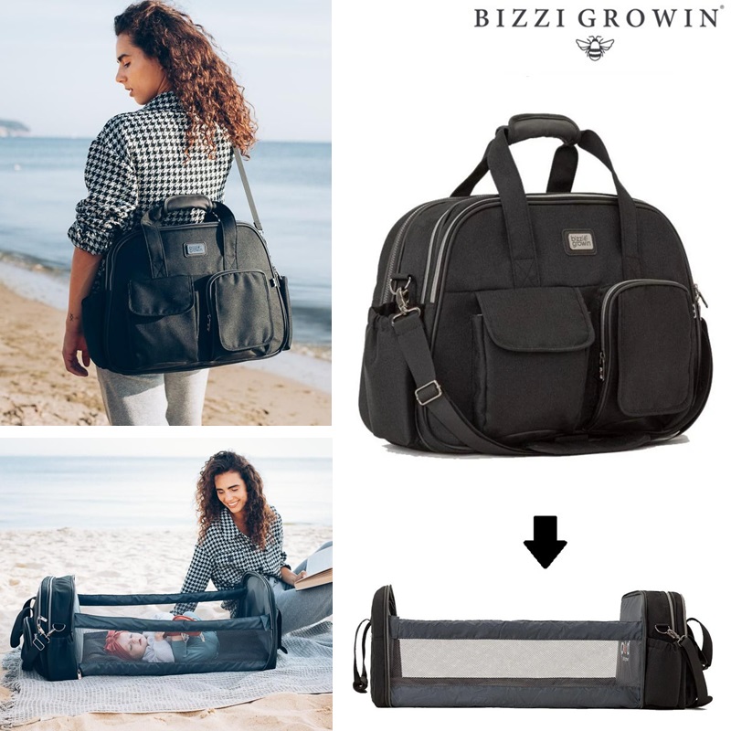 Diaper Bag and Travel Cot - Bizzi Growin POD Chelsea Black