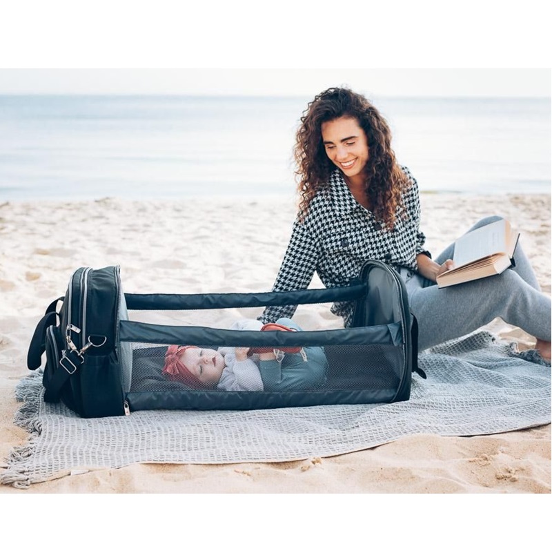 Diaper Bag and Travel Cot - Bizzi Growin POD Chelsea Black