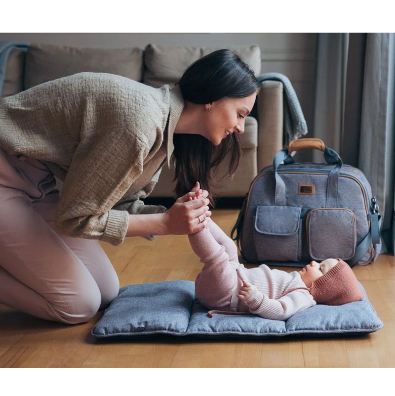 Diaper Bag and Travel Cot - Bizzi Growin POD Windsor Grey