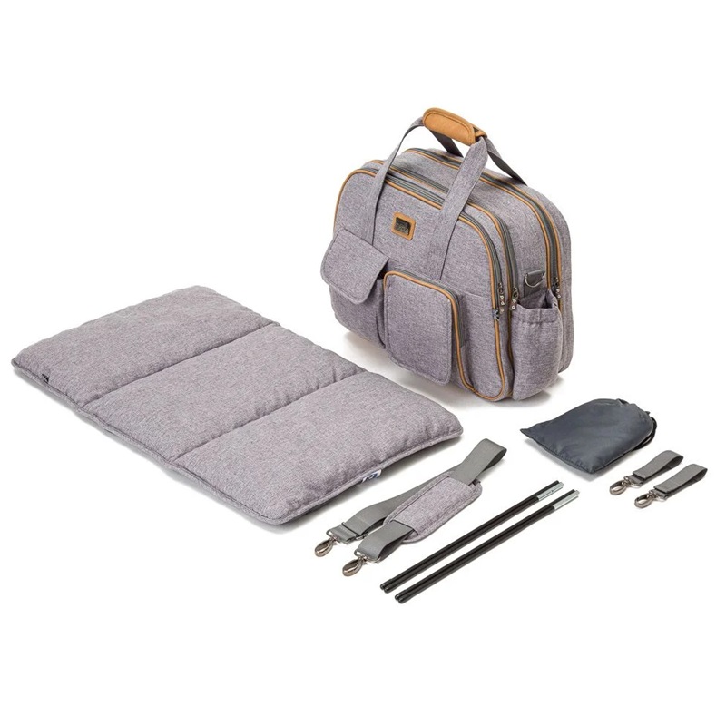 Diaper Bag and Travel Cot - Bizzi Growin POD Windsor Grey