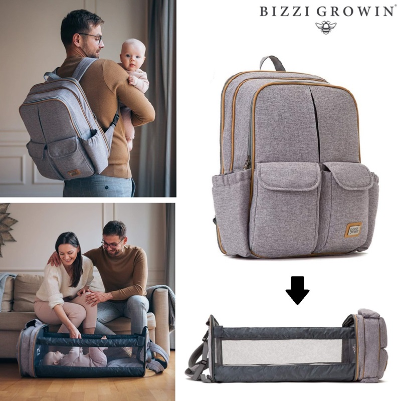 Diaper Bag and Travel Cot - Bizzi Growin RucPOD Windsor Grey